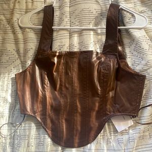 Faux Leather Brown Corset